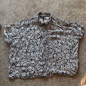 Oversized Black and White Paisley Blouse
